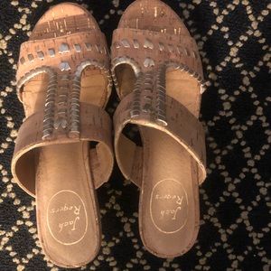 Jack Rogers cork heel wedge sandal size 7.5.